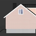 Red Brick House Exterior With Black Roof White Windows White Door Black Stairs And Chimney
