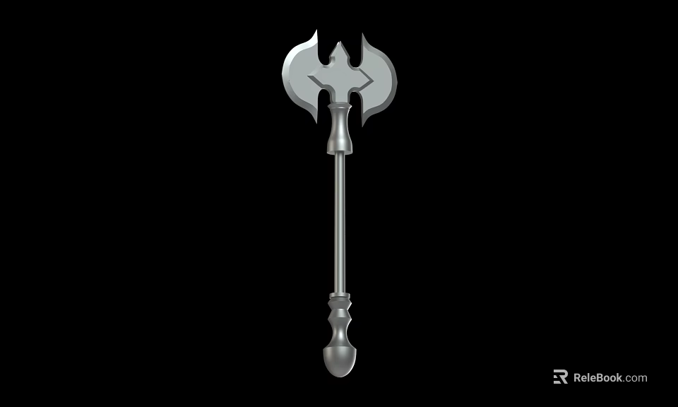 Ancient Battle Axe With Bat Wing Shaped Metal Blade And Detailed Handle 3d model 