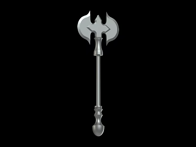 Ancient Battle Axe With Bat Wing Shaped Metal Blade And Detailed Handle 3d model