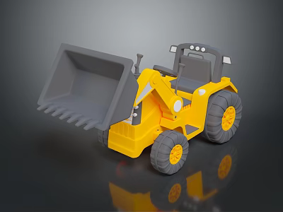 Yellow Construction Utility Loader With Front Bucket Large Tires And Gray Details 3d model