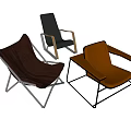 Brown Black Tan Leather Accent Chairs With Metal Frame And Wooden Arms