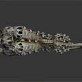 Mechanical Rodent Sculpture Composed Of Metal Gears Bolts With Complex Hollow Structure And Red Accents