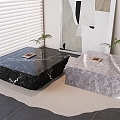 Italian Light Luxury Rock Plate Coffee Table Marble Square Coffee Table 3d model