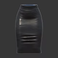 Stylish Black Leather Pencil Skirt With Fitted Design And Stitched Details For Womens Apparel