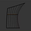 Modern Curved Chair With Black Metal Frame And Wooden Seat
