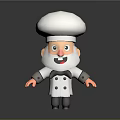 3D Cartoon Chef Sculpture With White Chef Hat Beard White Coat And Black Bow Tie