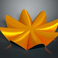 Orange Flower Shaped Decorative Object With Shiny Surface And Curved Petals On Dark Background