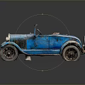 Vintage Blue Convertible Car With Rustic Exterior And Classic Open Top Design