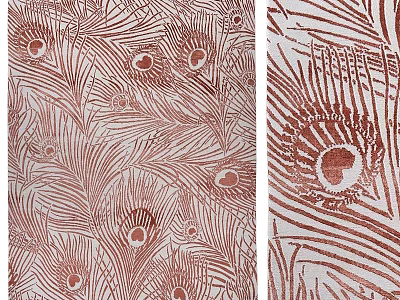 Square Rug With Peacock Feather Pattern And Copper Design On White Background 3d model