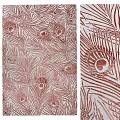 Square Rug With Peacock Feather Pattern And Copper Design On White Background