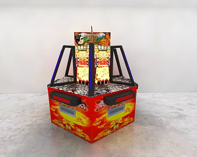 Vibrant Amusement Equipment Arcade Game Machine With Red Cabinet Decorative Patterns And Screen 3d model
