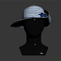 Stylish Blue And White Striped Wide Brim Hat For Summer Fashion Accessory