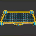 Colorful Kids Play Equipment With Yellow Frame Wing Decorations Blue Sphere And Net
