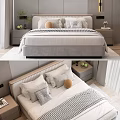 Modern Background Double Bed Double Bed 3d model