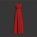 Stylish Red Sleeveless Long Dress With Classic Collar And Flowy Silhouette Design