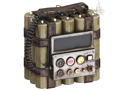 Military Style Weapon With Multiple Cylindrical Dynamite Leather Straps Control Panel And Digital 3d model