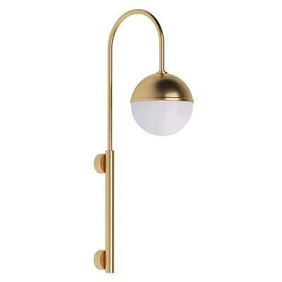 Elegant Golden Modern Wall Mounted Lamp With White Globe Shade Design 3d model