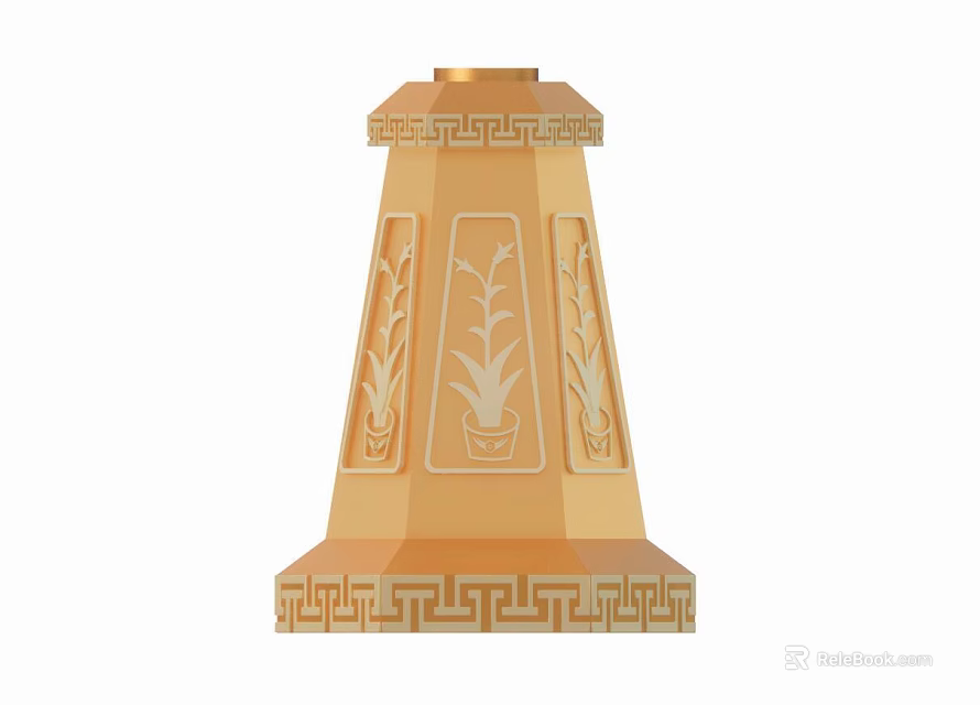 Golden Table Lamp With Traditional Carved Patterns And Elegant Design For Home Decor 3d model 