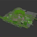 Industrial Sci Fi Platform Structure With Domed Canopy Metal Frames Stairs And Machinery