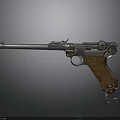 Vintage Revolver Weapon With Wooden Grip And Metallic Barrel Design