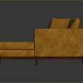 Modern Orange Tufted Sectional Sofa With Plush Cushions And Wooden Legs