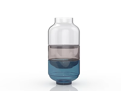 Decorative Glass Vase With Transparent Brown And Blue Layered Design 3d model