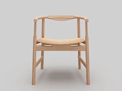 Simple Modern Wooden Leisure Chair with Curved Armrests and Comfortable Seat Design 3d model