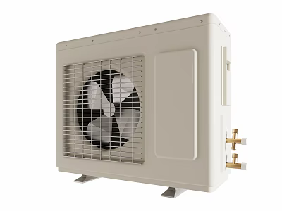 Air Conditioner Fan Outdoor Unit With White Grille Design And Stable Bracket 3d model