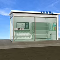 Modern Glass Structure Recycling Station With Waste Sorting Shelves And Bins