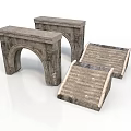 Rustic Stone Architectural Design Elements Featuring Arch Structures And Stepped Slabs 3d model