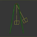 Green Playground Swing Set Structure with Two Yellow Seats and Stable Frame