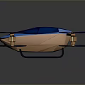 Futuristic Space Aerial Vehicle With Blue Exterior Multiple Propellers And Advanced Design