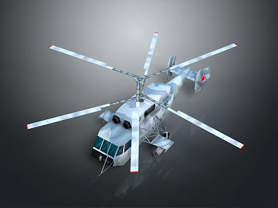 Modern Military Helicopter With Multiple Rotors And Airborne Combat Weapon Systems 3d model