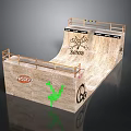 Wooden Skateboard Ramp With Graffiti Art Railings And POSCA Brand Details