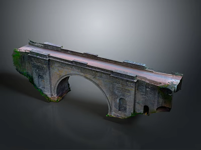 Ancient Stone Bridge with Arch Structure Green Plants and Detailed Bridge Deck 3d model