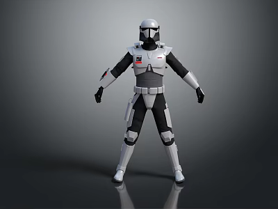 Futuristic Armored Soldier With White Black Armor And Red Accent Details 3d model