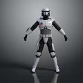Futuristic Armored Soldier With White Black Armor And Red Accent Details