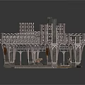 Intricate Architectural Model With Metal Framework Towers Platforms And Decorative Elements