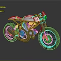 Custom Retro Style Motorcycle With White Fuel Tank Black Seat And Gold Alloy Wheels