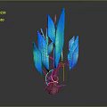 Artistic Decorative Plant with Blue Leaves Brown Trunk and Green Accent Features