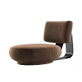 Modern Brown Leisure Chair With Round Seat And Curved Black Metal Frame