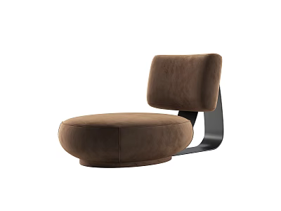 Modern Brown Leisure Chair With Round Seat And Curved Black Metal Frame 3d model