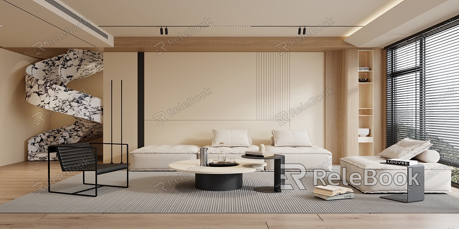 Modern Living Room Minimalist Cream Living Room model