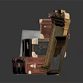 Vintage Leather Suitcases And Wooden Photo Frames For Decorative