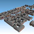 Ancient Architectural Complex With Grey Roofs And Traditional Courtyard Layout 3d model