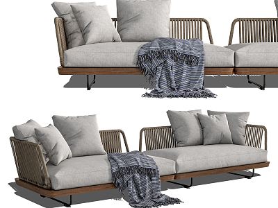 Modern Multi-person Sofa Minotti Rattan Outdoor Sofa Rattan Outdoor Sofa model