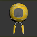 Game Movie Character Yellow Round Mechanical Robot With Four Legs And Reflective Surface