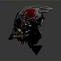 Mechanical Weapon With Metallic Body Red Accents And Intricate Design Details