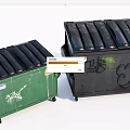 Public Facility Trash Bins Featuring Green Black Color And Graffiti Design 3d model