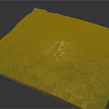 3D Terrain Model Featuring Central Volcano With Green Vegetation And Mountains